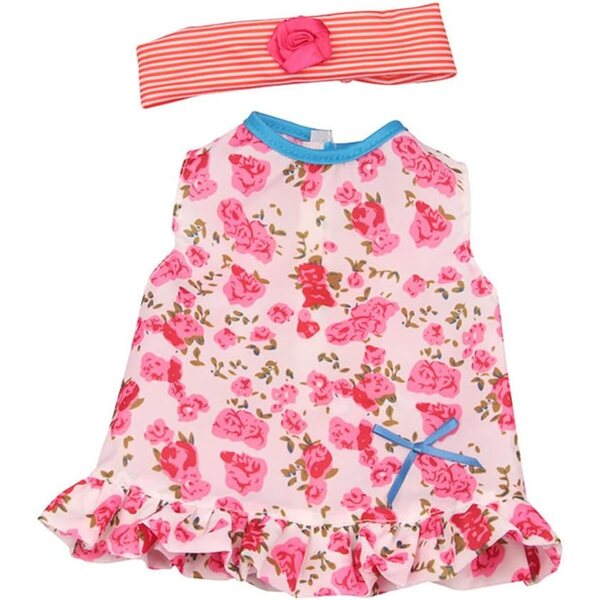 Kleidungsset für 18-Zoll-amerikanische Puppen – Blumenkleid, Jeansjacke, Stirnband
