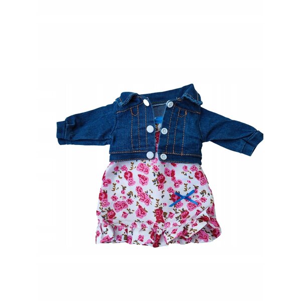 Outfit per bambole 40-45 cm con vestito e giacca jeans + fermagli gratis