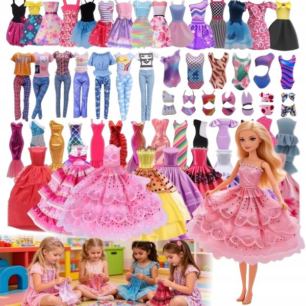 Set 96 abiti per bambole con abiti da sera, scarpe e accessori per bambine