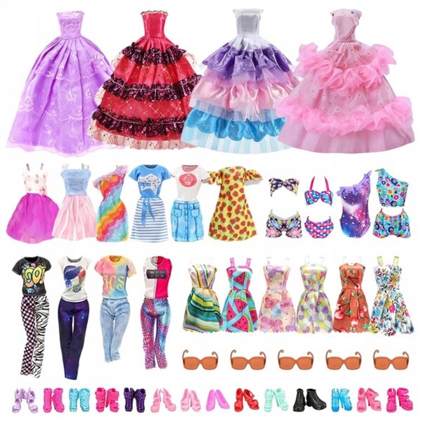 Set 96 abiti per bambole con abiti da sera, scarpe e accessori per bambine