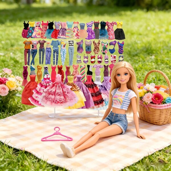 Set 96 abiti per bambole con abiti da sera, scarpe e accessori per bambine
