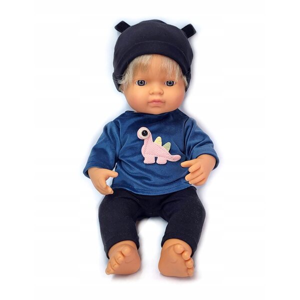 Completo per bambole Miniland 32-38 cm: maglietta, leggings e cappello a scelta
