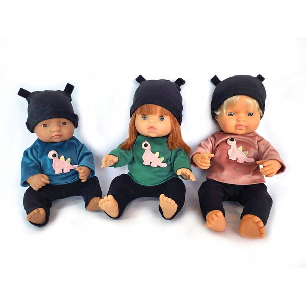 Completo per bambole Miniland 32-38 cm: maglietta, leggings e cappello a scelta