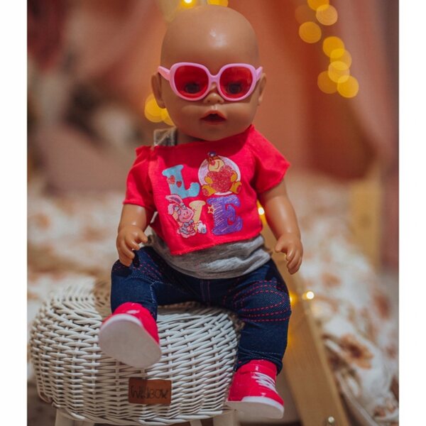 WOOPIE-Outfit für LOVE-Puppen mit Brille und Schuhen für 43–46 cm