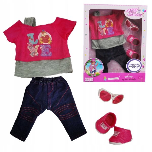 WOOPIE-Outfit für LOVE-Puppen mit Brille und Schuhen für 43–46 cm