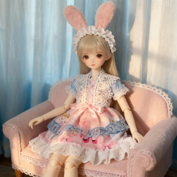 1/6 BJD Puppenkleidungsset mit mehrlagigem Kleid und weichem Stirnband