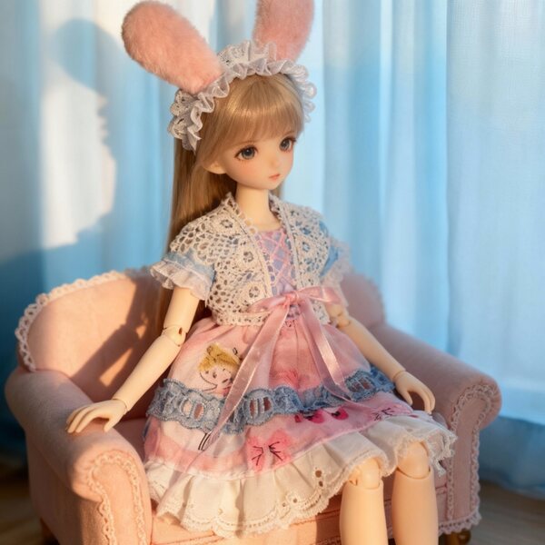 1/6 BJD Puppenkleidungsset mit mehrlagigem Kleid und weichem Stirnband