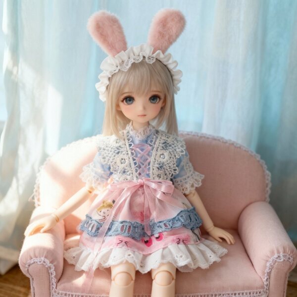 1/6 BJD Puppenkleidungsset mit mehrlagigem Kleid und weichem Stirnband