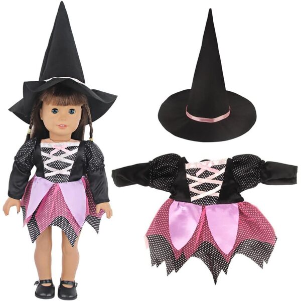 Kleidung für amerikanische Puppen 18 Zoll – Halloween-Hexenkostüm 2-teilig
