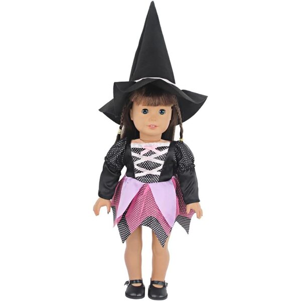 Kleidung für amerikanische Puppen 18 Zoll – Halloween-Hexenkostüm 2-teilig