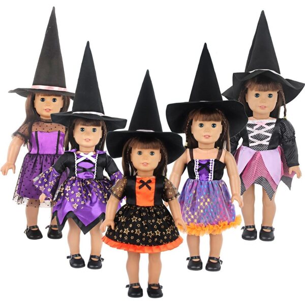 Kleidung für amerikanische Puppen 18 Zoll – Halloween-Hexenkostüm 2-teilig