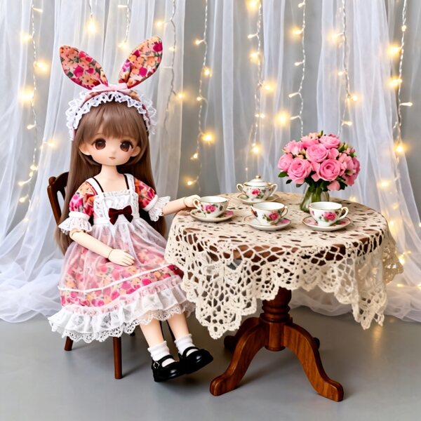 Kleidungsset für 30 cm große BJD-Puppe – Kleid mit Rüschen und Haarband