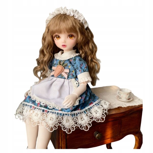 1/6 BJD Puppenkleid mit Karottenmuster und Spitzenschürze, ohne Puppe