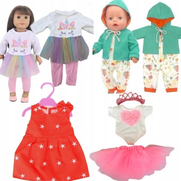 Set 4 pezzi vestiti per bambole 35-45 cm vestitini colorati Adar