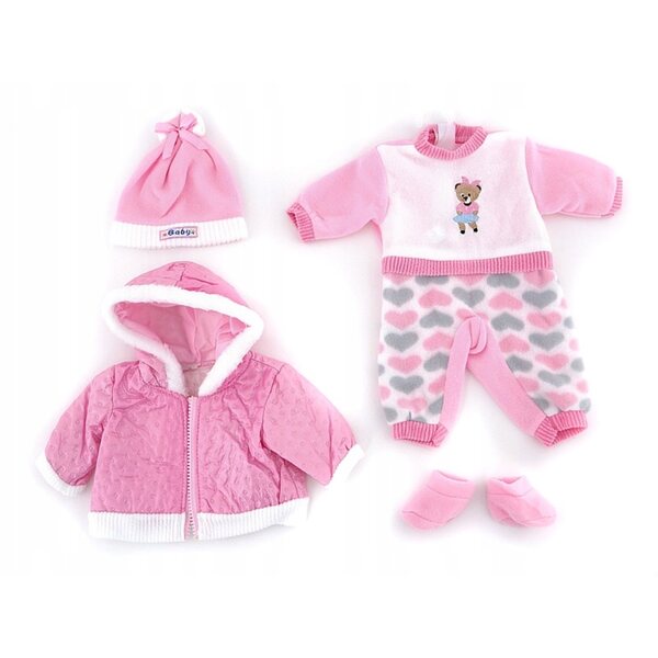 Rosa Kleidung für 45 cm große Bobas-Puppe mit Adar-Stoffjacke