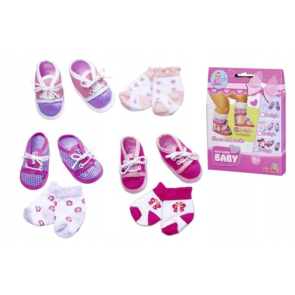 Accessori per Bambole Simba New Born Baby: Scarpe e Calzini in Tessuto 3+