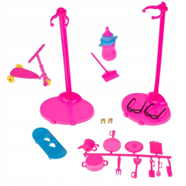 Set 125 pezzi vestiti e accessori colorati per bambole in tessuto con carrozzina