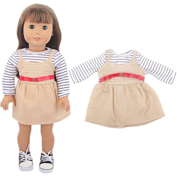 18 Zoll amerikanische Puppenkleidung – Lässiges gestreiftes Outfit für 43–46 cm große Puppen