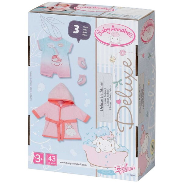 Deluxe Baby Annabell Badeanzug für 43 cm große Puppen mit Bademantel und Body