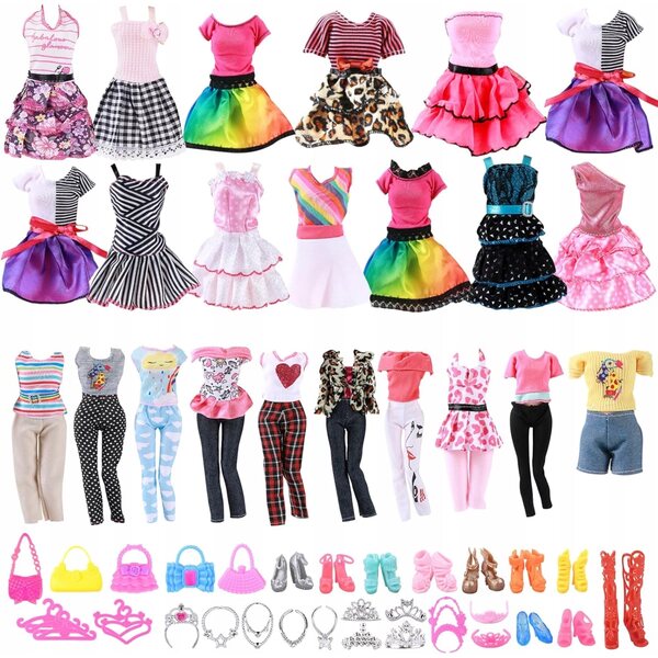 Set 43 Abiti e Accessori per Bambole 30 cm con 5 Vestiti da Festa e Scarpe