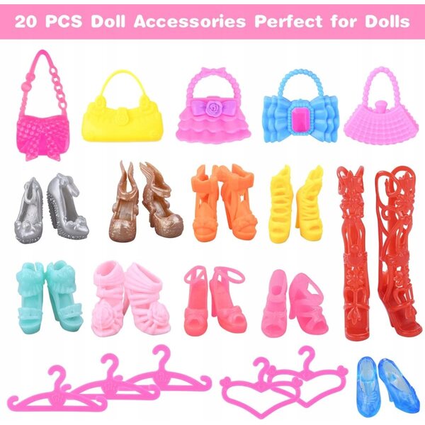 Set 43 Abiti e Accessori per Bambole 30 cm con 5 Vestiti da Festa e Scarpe
