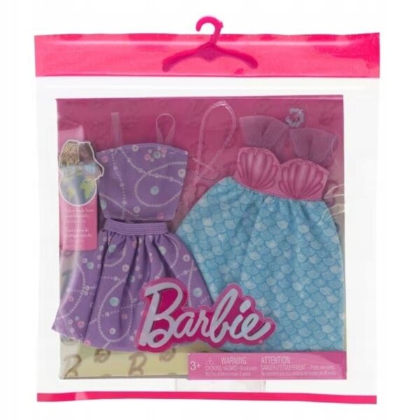 Barbie-Kleiderset 2 elegante Kleider mit Original-Mattel-Zubehör für Kinder ab 3 Jahren