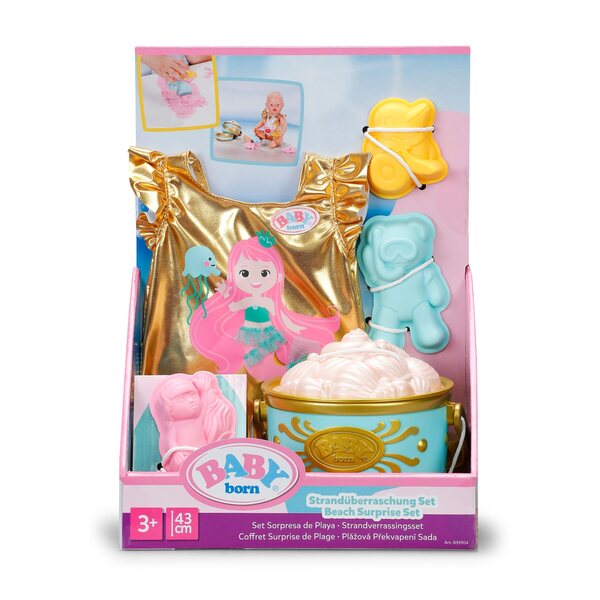 BABY born Strandset 43 cm mit kinästhetischem Sand und Sommeraccessoires