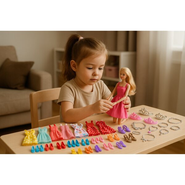 43-teiliges Set mit Kleidung und Accessoires für Puppen, modische Kleidung für Mädchen ab 3 Jahren