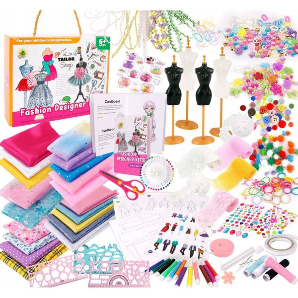 Grande set per progettazione di moda per bambine con oltre 600 pezzi e 4 manichini