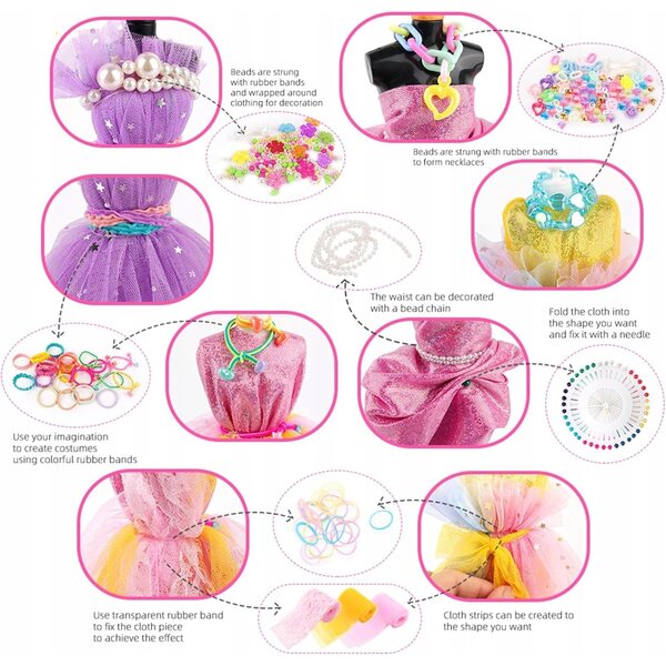 Grande set per progettazione di moda per bambine con oltre 600 pezzi e 4 manichini