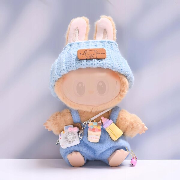 Ubranka per bambola Labubu 1-3 Gen set completo con pantaloni blu e accessori