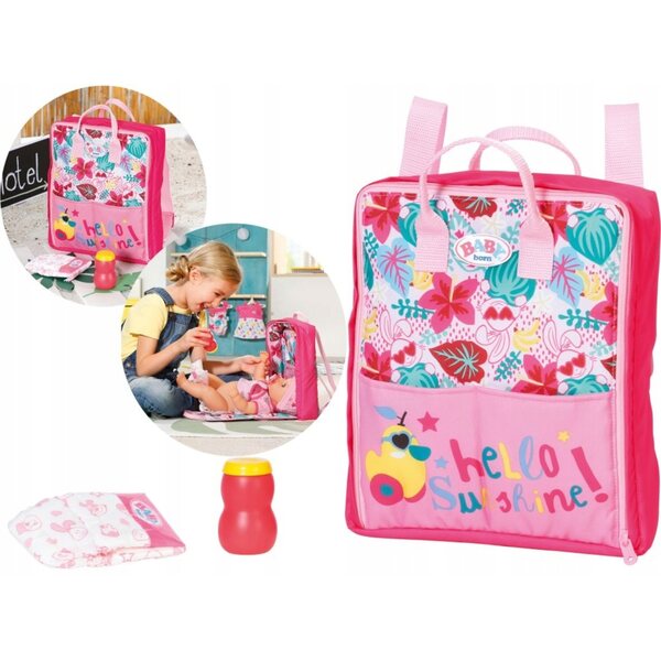 Baby Born Rucksack mit Wickelunterlage für Puppen und Zubehör – Komplettset