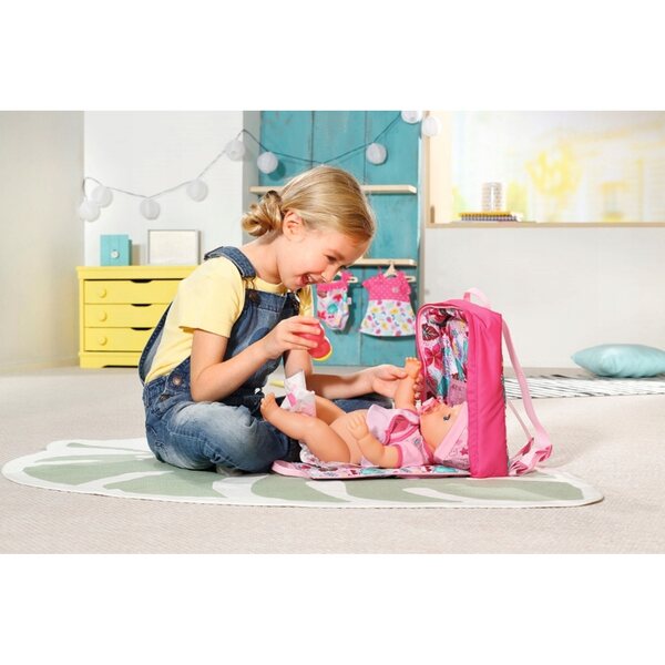 Baby Born Rucksack mit Wickelunterlage für Puppen und Zubehör – Komplettset