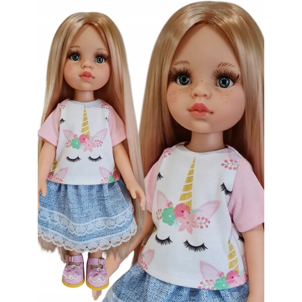 Camicetta per bambola Paola Reina 32 cm - Vestiti Amiga con unicorni