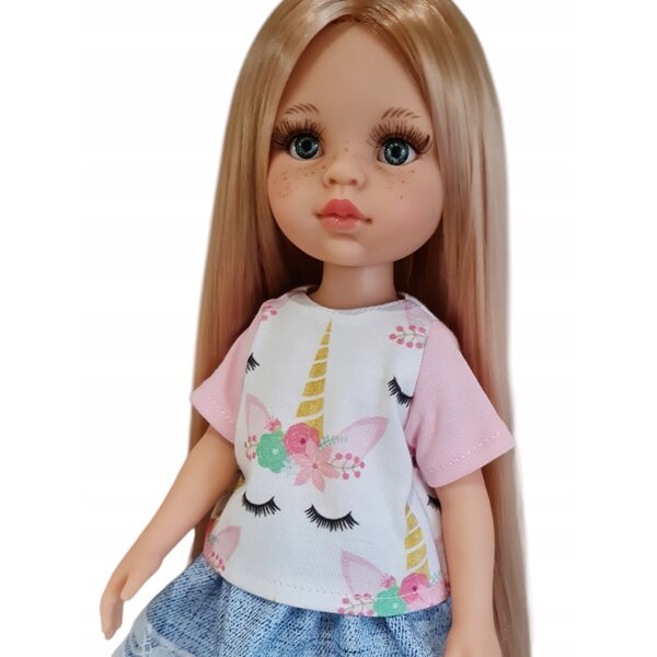 Camicetta per bambola Paola Reina 32 cm - Vestiti Amiga con unicorni