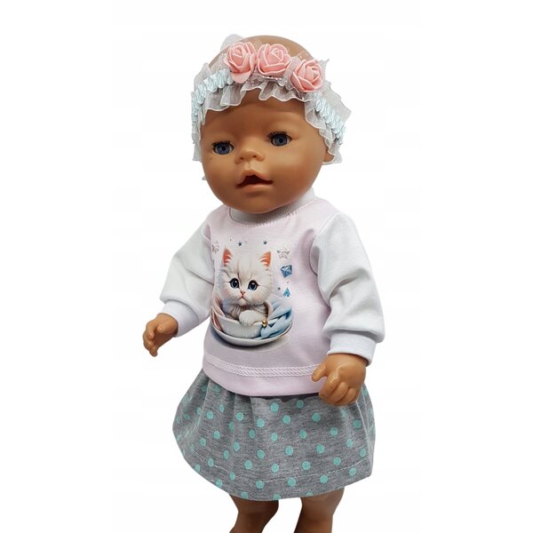 Komplettes Set mit Rock und Stirnband für 38-cm-Puppe aus hochwertigem Stoff