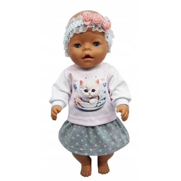 Komplettes Set mit Rock und Stirnband für 38-cm-Puppe aus hochwertigem Stoff