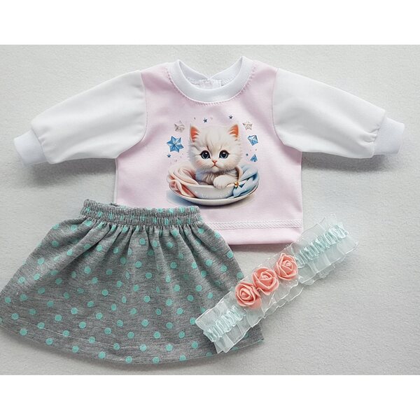 Komplettes Set mit Rock und Stirnband für 38-cm-Puppe aus hochwertigem Stoff