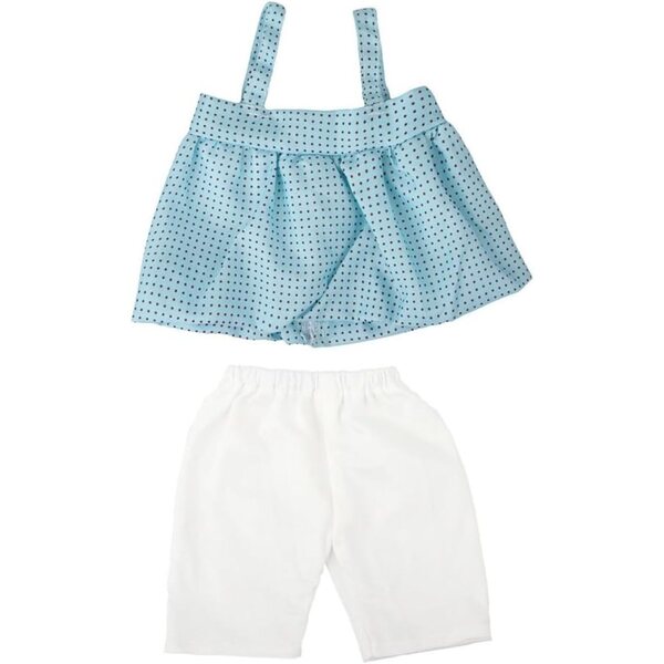 Kleidung für 18-Zoll-amerikanische Puppen – Set aus 2 blauen Hosen mit Hosenträgern