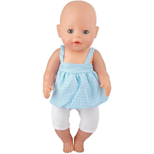 Kleidung für 18-Zoll-amerikanische Puppen – Set aus 2 blauen Hosen mit Hosenträgern