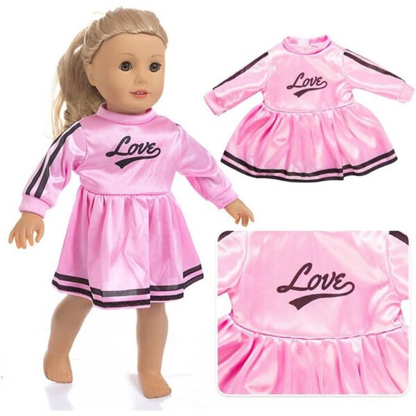 Sportliches rosa Outfit für 18-Zoll-amerikanische Puppen – Puppenkleidungsset 43–46 cm