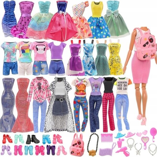 Set 36 vestiti e accessori colorati per bambole da 30 cm, kit creativo bimba