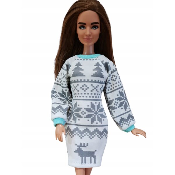 Kleid für eine modische Puppe: handgenäht, Wintermodell, hochwertige Kleidung