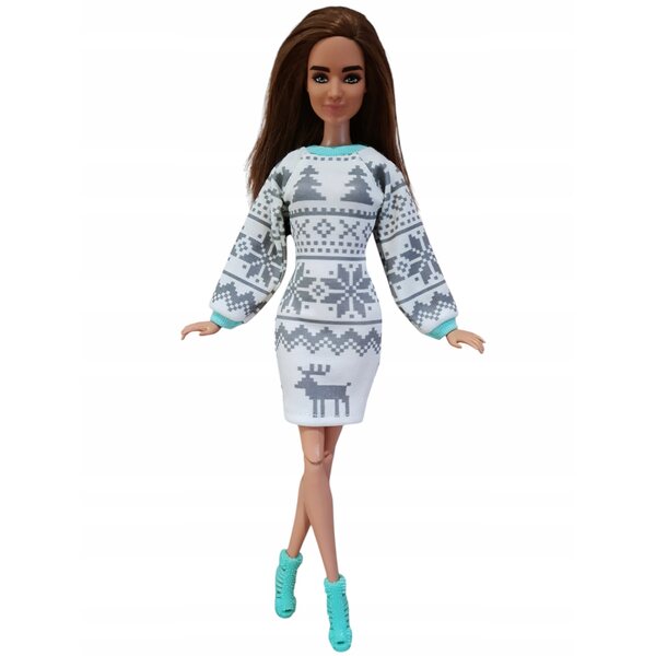 Kleid für eine modische Puppe: handgenäht, Wintermodell, hochwertige Kleidung