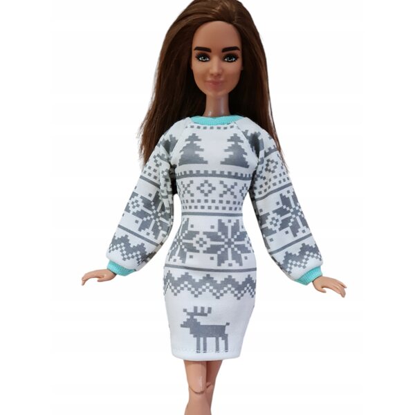 Kleid für eine modische Puppe: handgenäht, Wintermodell, hochwertige Kleidung