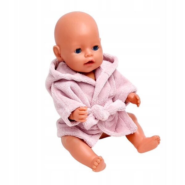 Rosa Frottee-Bademantel für Baby Born-Puppe 42–43 cm, weich und bequem