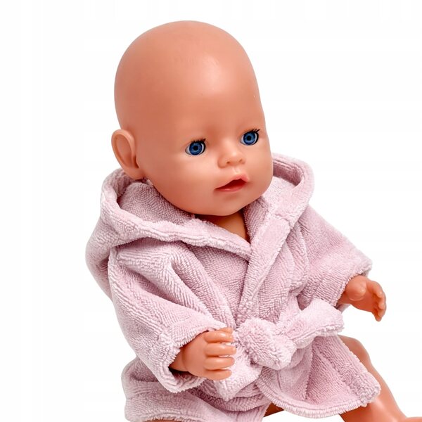 Rosa Frottee-Bademantel für Baby Born-Puppe 42–43 cm, weich und bequem
