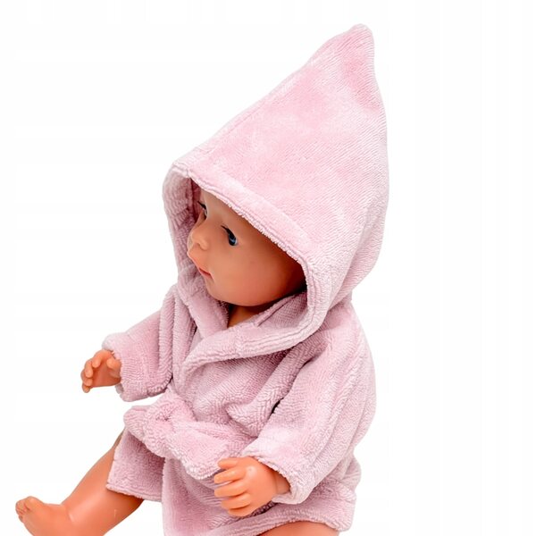 Rosa Frottee-Bademantel für Baby Born-Puppe 42–43 cm, weich und bequem