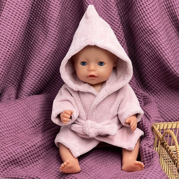Rosa Frottee-Bademantel für Baby Born-Puppe 42–43 cm, weich und bequem