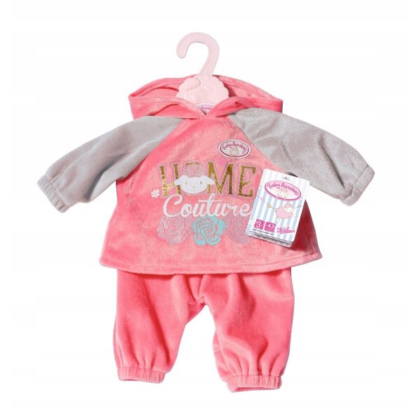 Baby Annabell-Trainingsanzug für Puppen 39–46 cm, rosa und grau, Set mit Kleiderbügel